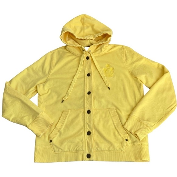 Lauren Ralph Lauren Yellow Cotton Button Front Hooded Jacket Y2K Sweatshirt M - Picture 10 of 16